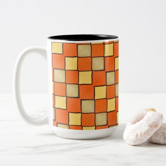 Mug - 103 - orange et jaune (Avec donut)