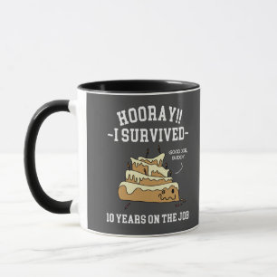 Mug 10 ans de service Survivécu Dix Ans au Travail
