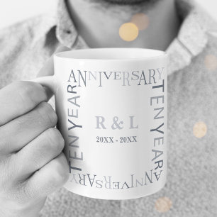 Mug 10 ans Mariage Anniversaire Cadeau Silvers