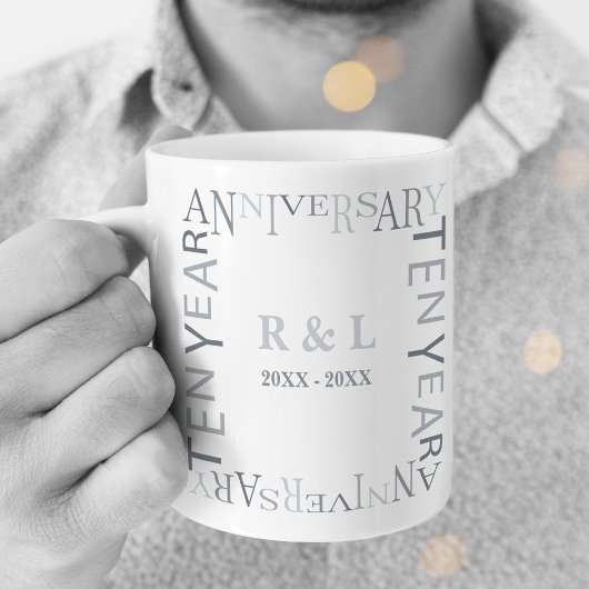Mug 10 ans Mariage Anniversaire Cadeau Silvers