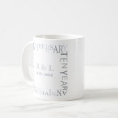 Mug 10 ans Mariage Anniversaire Cadeau Silvers (Devant gauche)