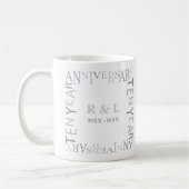 Mug 10 ans Mariage Anniversaire Cadeau Silvers (Gauche)
