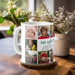 Mug 10 Bordure photo avec centre de texte - gris Turqu<br><div class="desc">Utilisez 10 photos carrés et faites un cadeau unique avec une police de script moderne dans une couleur turquoise. Les photos encadrent le texte et mettent en évidence les photos de famille et d'amis.</div>