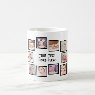 Mug 10 Collage Photo Avec Texte Personnalisé Blanc
