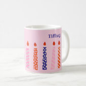 Mug 10 Jolies bougies d'anniversaire roses et violette (Devant droit)