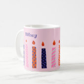Mug 10 Jolies bougies d'anniversaire roses et violette (Devant gauche)