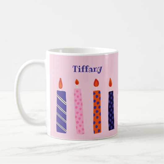 Mug 10 Jolies bougies d'anniversaire roses et violette (Gauche)