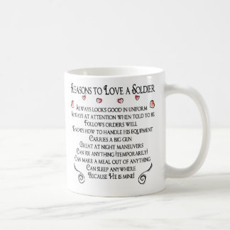 Mug 10 raisons d'aimer un soldat, 10 raisons au lov…