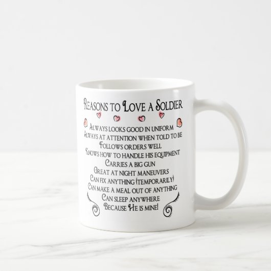 Mug 10 raisons d'aimer un soldat, 10 raisons au lov… (Droite)