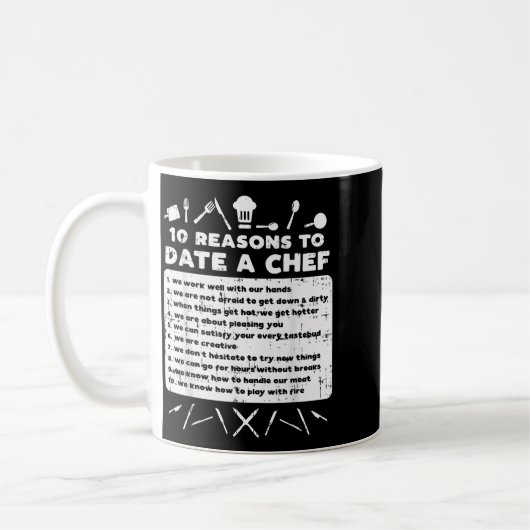 Mug 10 Reasons To Date A Chef Funny Dating Cook Men Wo (Gauche)