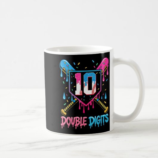 Mug 10 Year Old Baseball Drip Ice Cream 10th Bday Doub (Droite)