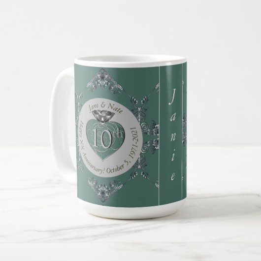 Mug 10e/11e/20e/25e/70e/ Anniversaire Mariage (Devant gauche)
