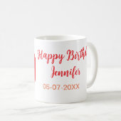 Mug 10e anniversaire ajouter nom date année rouge modè (Devant droit)