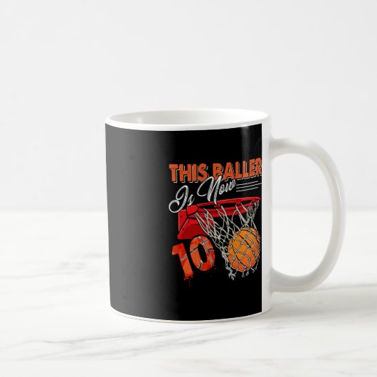 Mug 10e anniversaire Basketball Amusant 10 ans Enfants (Droite)