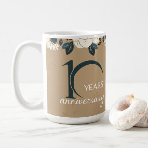 Mug 10e anniversaire du Mariage de fleurs rustiques