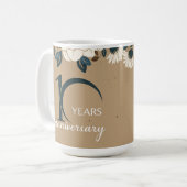 Mug 10e anniversaire du Mariage de fleurs rustiques (Devant gauche)