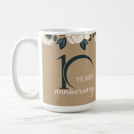 Mug 10e anniversaire du Mariage de fleurs rustiques (Gauche)