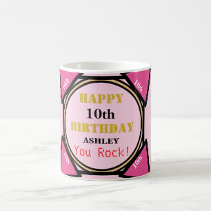 Mug 10e anniversaire fille rose or