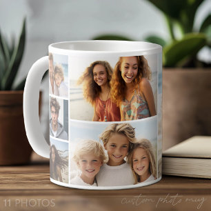 Mug 11 Collage de photos - Moderne, Minimaliste Blanc