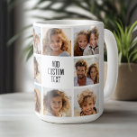 Mug 11 Collage photo - minimal moderne blanc et noir<br><div class="desc">Simple arrière - plan blanc. Utilisez 11 photos carrés et faites un cadeau unique et tendance avec des photos d'amis, de famille ou un souvenir de vacances. Le motif de grille est un modèle photo avec un bloc de texte à l'intérieur des carrés. Ajoutez du texte comme "Nous vous aimons,...</div>