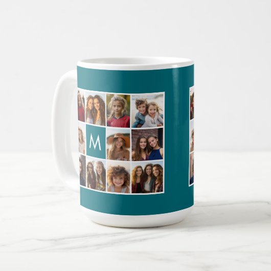 Mug 11 Grille de Collage avec Monogramme (Devant gauche)