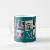 Mug 11 Grille de Collage de Photos avec Monogramme (Devant gauche)