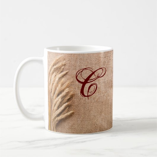 Mug 11 Oz. Blé de pâte à café sur Burlap Sack Country (Gauche)