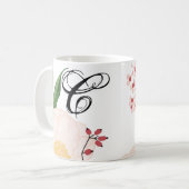 Mug  11 Oz. Fleurs florales blanches à la pâte de café (Devant gauche)