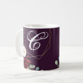 Mug 11 Oz. Plum de café pourpre Rose or géométrique (Devant gauche)