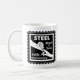 Mug 11e anniversaire du mariage tenant la main