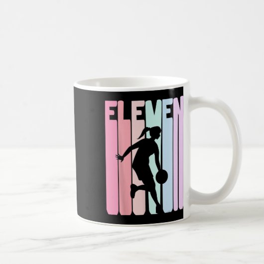 Mug 11e anniversaire Retro Bysketbyll Joueur 11 ans (Droite)