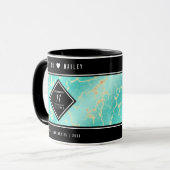 Mug 11ème anniversaire de Mariage turquoise (Devant gauche)