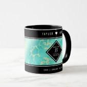 Mug 11ème anniversaire de Mariage turquoise (Devant droit)