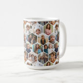 Mug 12 Collage de photos - motif hexagonal funky (Devant droit)