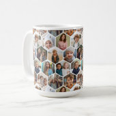 Mug 12 Collage de photos - motif hexagonal funky (Devant gauche)