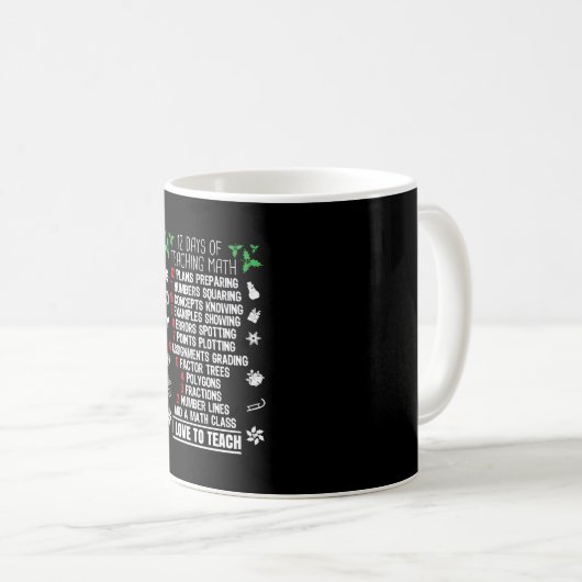 Mug 12 Jours d'enseignement mathématiques enseignant C (Devant droit)