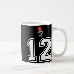Mug 12 Nombre Style Basketball Vintage Blanc Premium