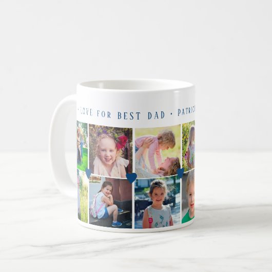 Mug 12 photo collage LOVE pour BEST DAD navy script (Devant gauche)