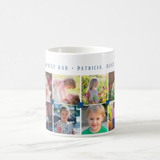 Mug 12 photo collage LOVE pour BEST DAD navy script (Centre)