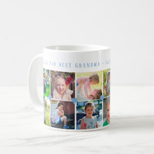 Mug 12 photo collage LOVE pour BEST GRANDMA bleu pouss
