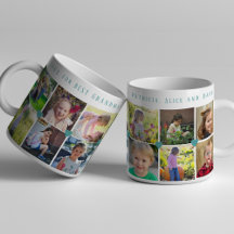 12 photo collage LOVE pour BEST GRANDMA sage vert