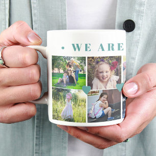 Mug 12 photo collage nom de famille et coeurs verts