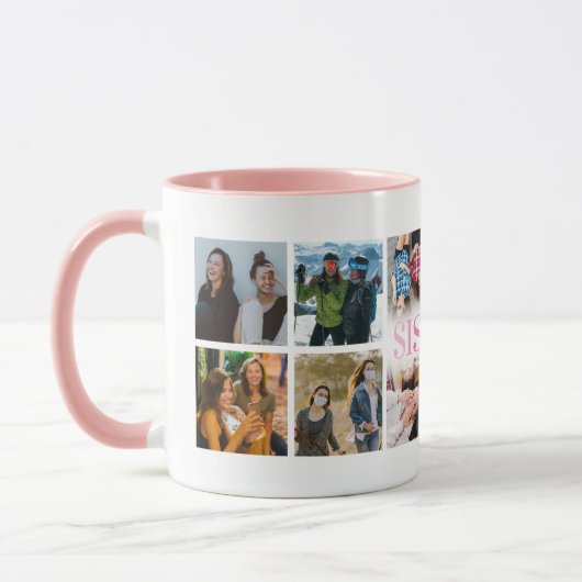 Mug 12 Photo Collage Soeurs roses (Gauche)