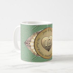 Mug 12e/30e anniversaire de Mariage Pearl & Green