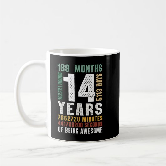 Mug 14 Année D'Être Formidable 14e Anniversaire Cadeau (Gauche)