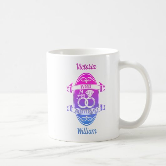 Mug 14 ans ivoire traditionnel 14e anniversaire de mar (Droite)