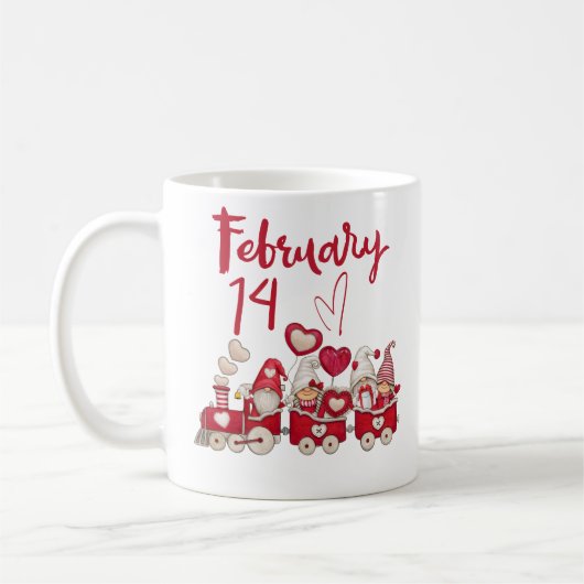 Mug 14 février, les gnomes de Saint Valentin train tas (Gauche)