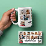 Mug 14 Grille de collage photo - 2 Zones de texte - no<br><div class="desc">Utilisez 14 photos de CARRÉ pour créer une tasse de collage photo personnelle. Cette disposition moderne et propre comprend 2 blocs de texte - 1 dans un script tendance et 1 dans une police san serif pour ajouter un nom de famille ou un nom. La couleur et les polices arrière...</div>