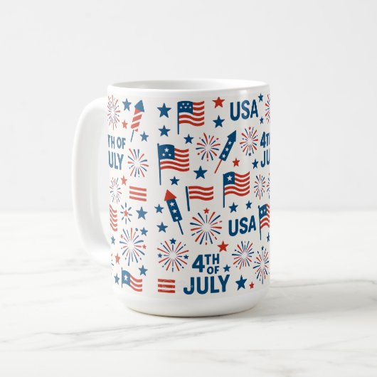 Mug 14 juillet 🇫🇷 | Feux d'artifice, Étoiles & Améri (Devant gauche)