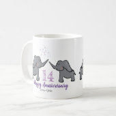 Mug 14e anniversaire de mariage ivoire éléphant mignon (Devant gauche)